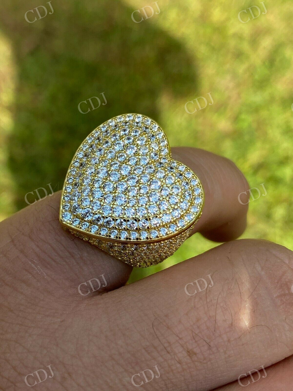 Hip Hop Large Heart Iced Diamond Ring  customdiamjewel   