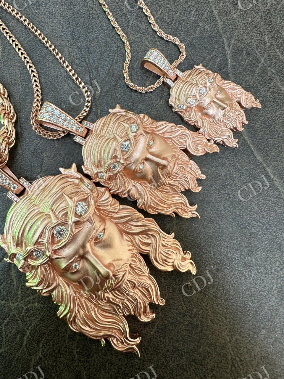 Matte Finish Jesus Piece Iced Pendant  customdiamjewel   