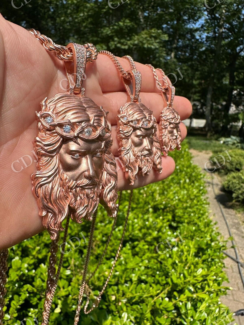 Matte Finish Jesus Piece Iced Pendant  customdiamjewel   