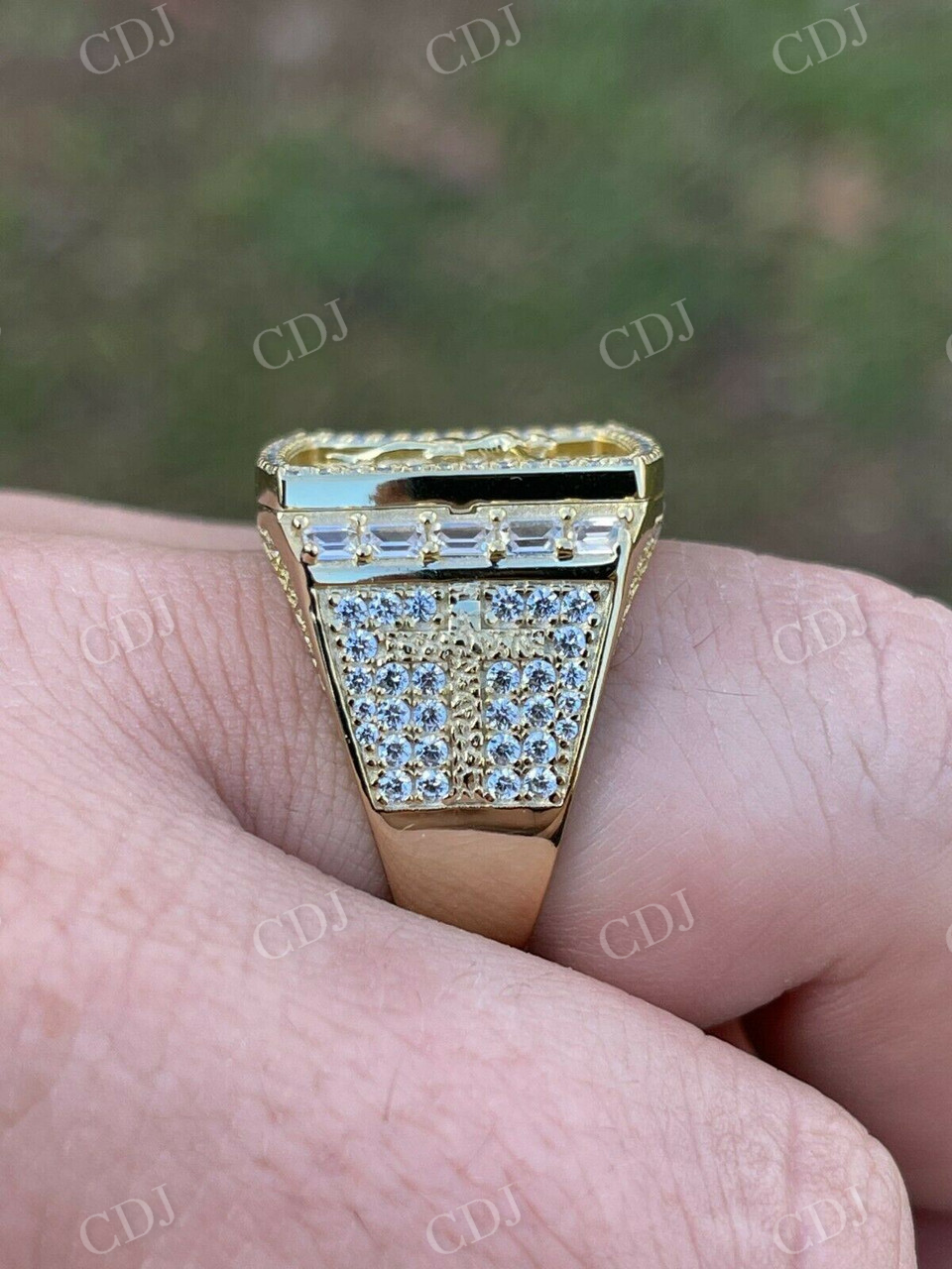 baguette Cut Iced Out Men's Hip Hop Ring  customdiamjewel   