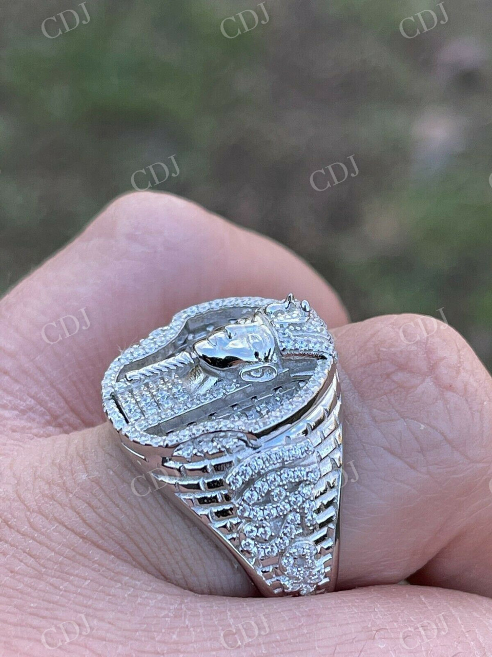 Egyptian King Pharaoh Face Iced Baguette Diamond Ring  customdiamjewel   