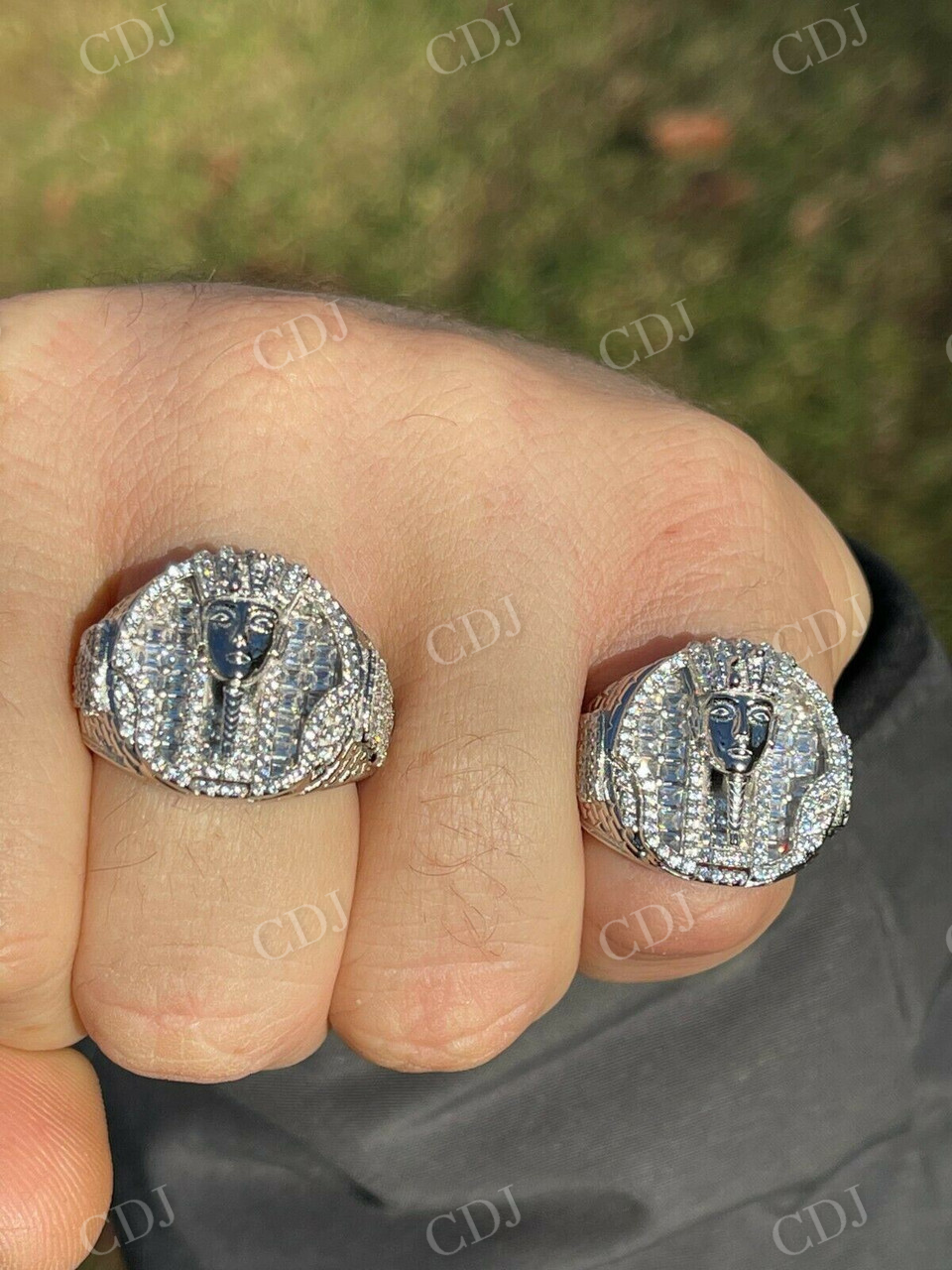 Egyptian King Pharaoh Face Iced Baguette Diamond Ring  customdiamjewel   