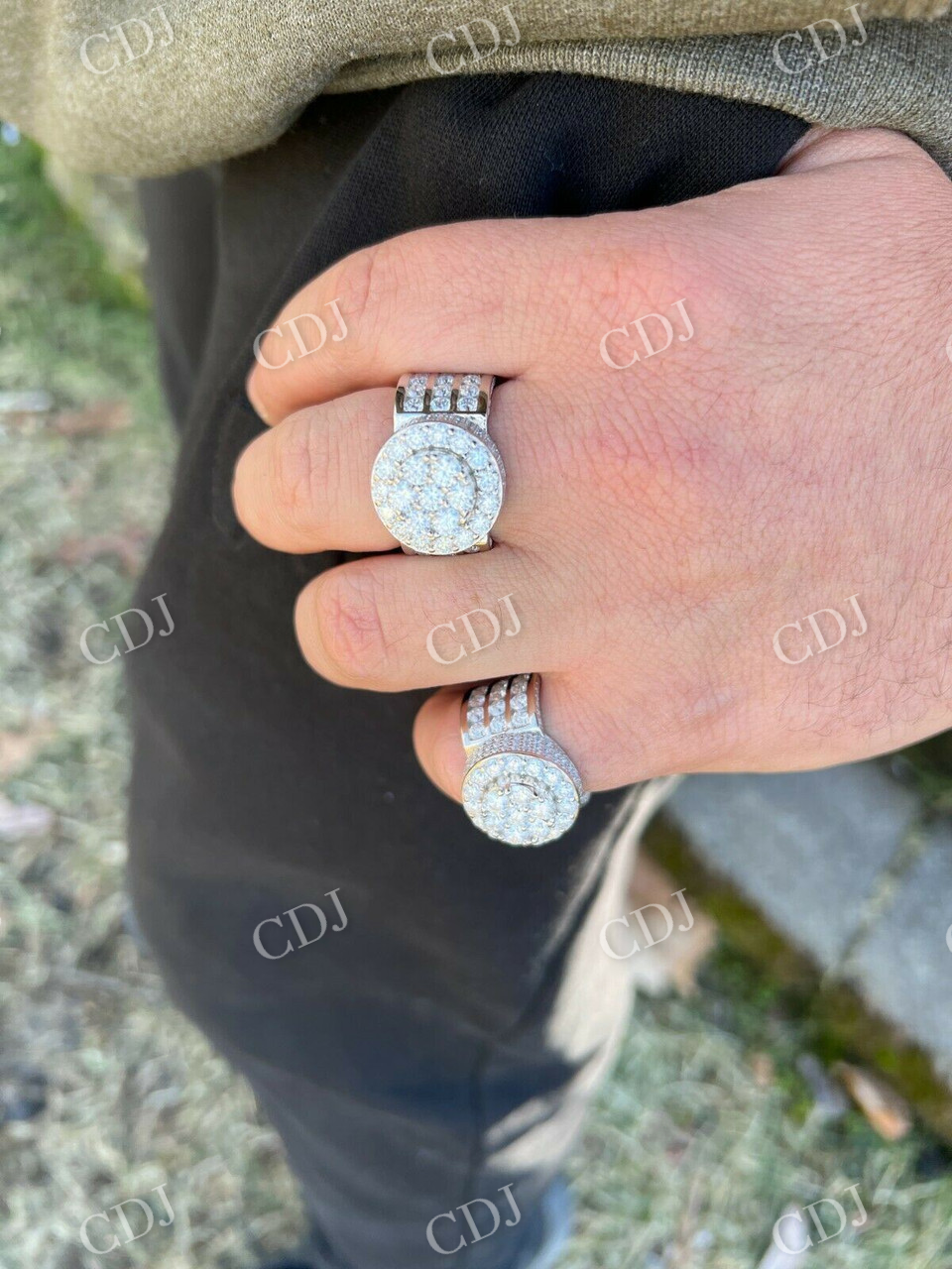 Iced Out Cluster Diamond Hip Hop Ring  customdiamjewel   