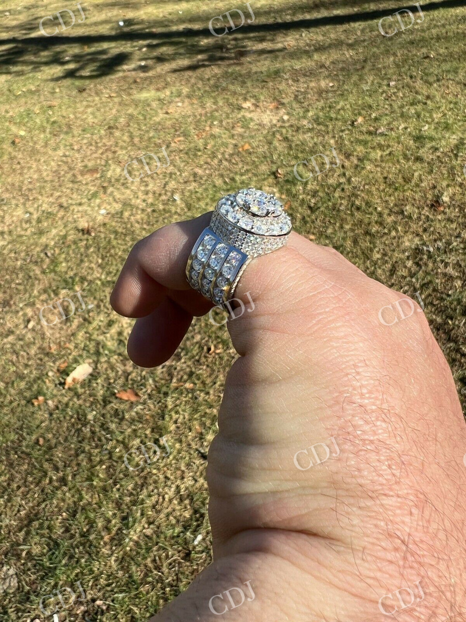 Iced Out Cluster Diamond Hip Hop Ring  customdiamjewel   