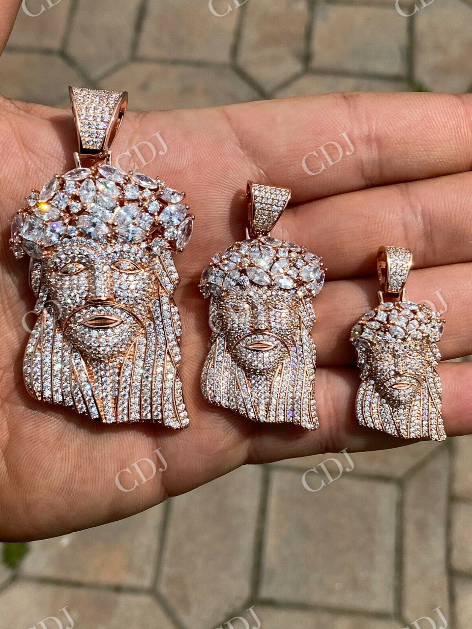 Multi Diamond Jesus Piece Pendant  customdiamjewel   