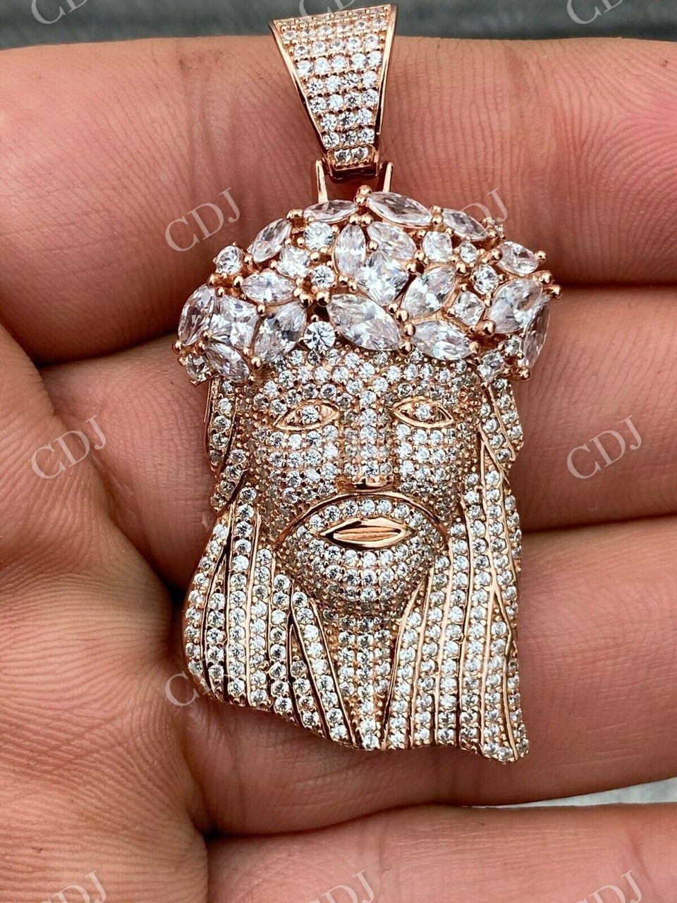 Multi Diamond Jesus Piece Pendant  customdiamjewel   