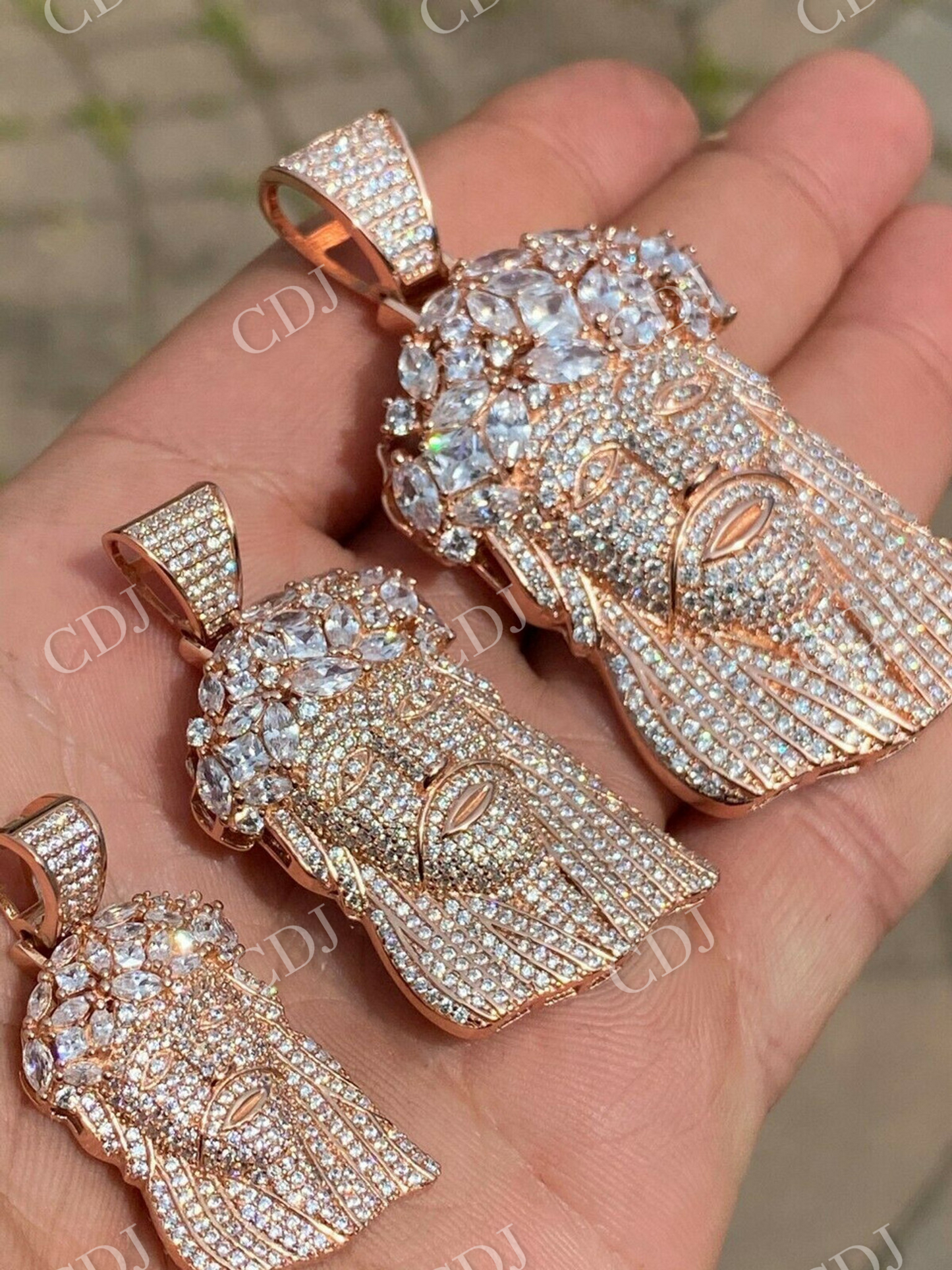 Multi Diamond Jesus Piece Pendant  customdiamjewel   