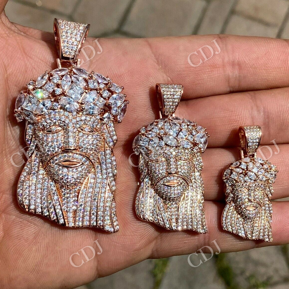 Multi Diamond Jesus Piece Pendant  customdiamjewel   