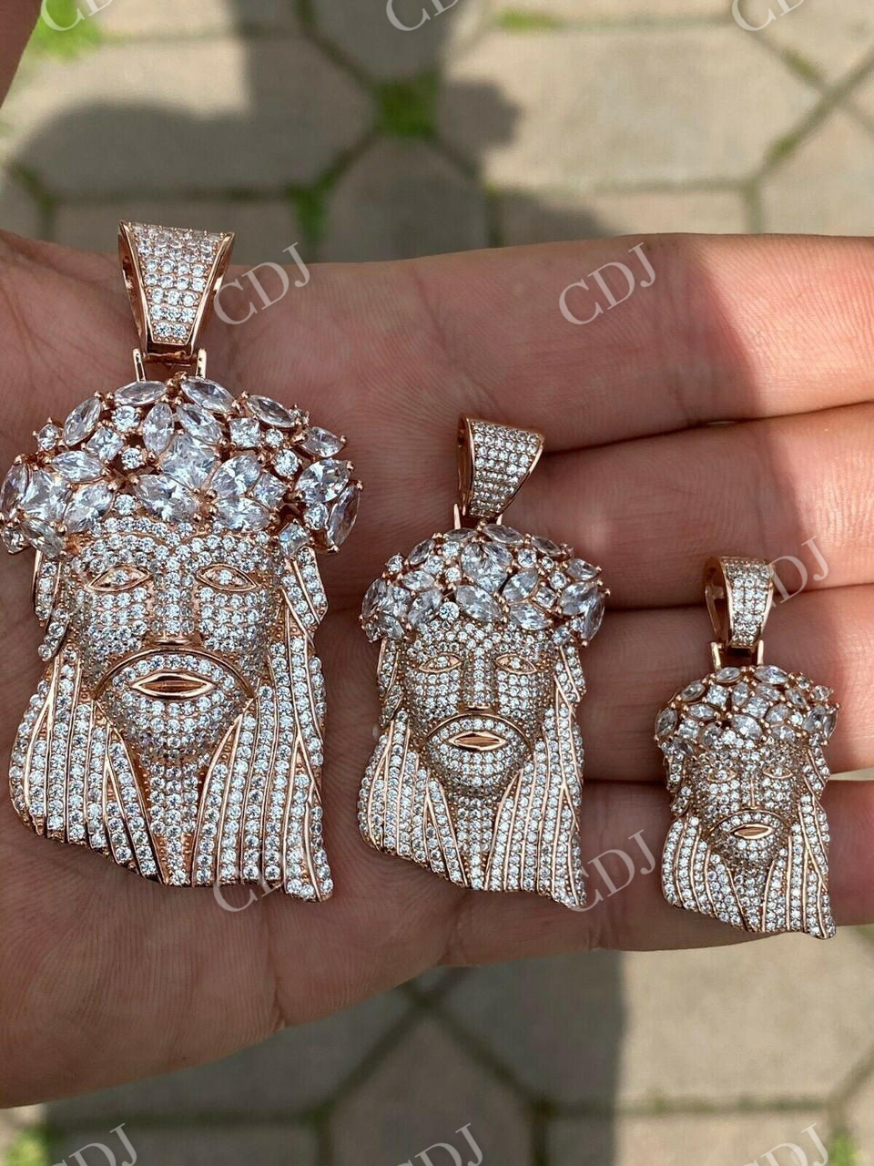 Multi Diamond Jesus Piece Pendant  customdiamjewel   