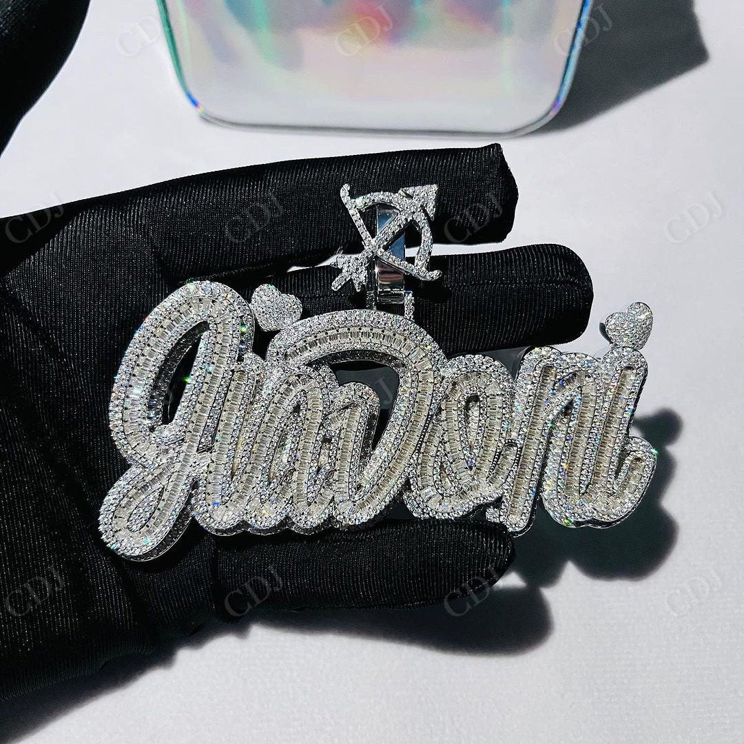 Baguette Diamond Affordable Price Customs Letter Pendant hip hop jewelry CustomDiamJewel   