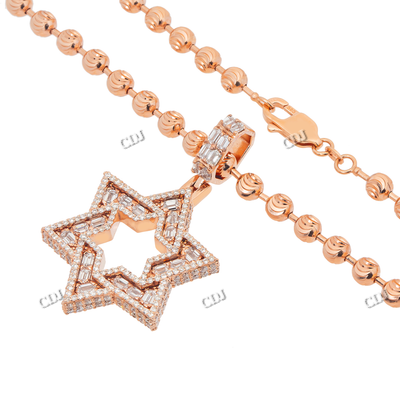 Rose Gold Plated Star Design Diamond Pendant hip hop jewelry CustomDiamJewel