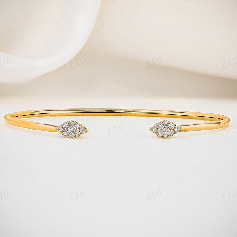 0.40CTW Natural Diamond Open Cuff Teardrop or Marquise Bangle Bracelet  customdiamjewel   