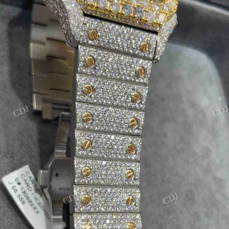 Moissanite Cartier Two Tone Iced Out Watch  customdiamjewel   