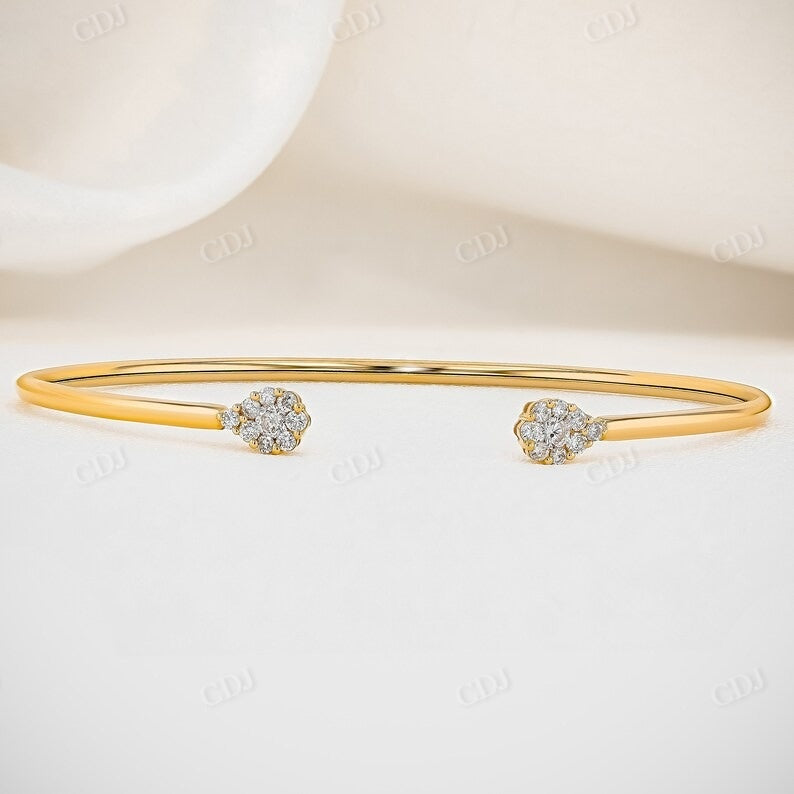 0.40CTW Natural Diamond Open Cuff Teardrop or Marquise Bangle Bracelet  customdiamjewel   