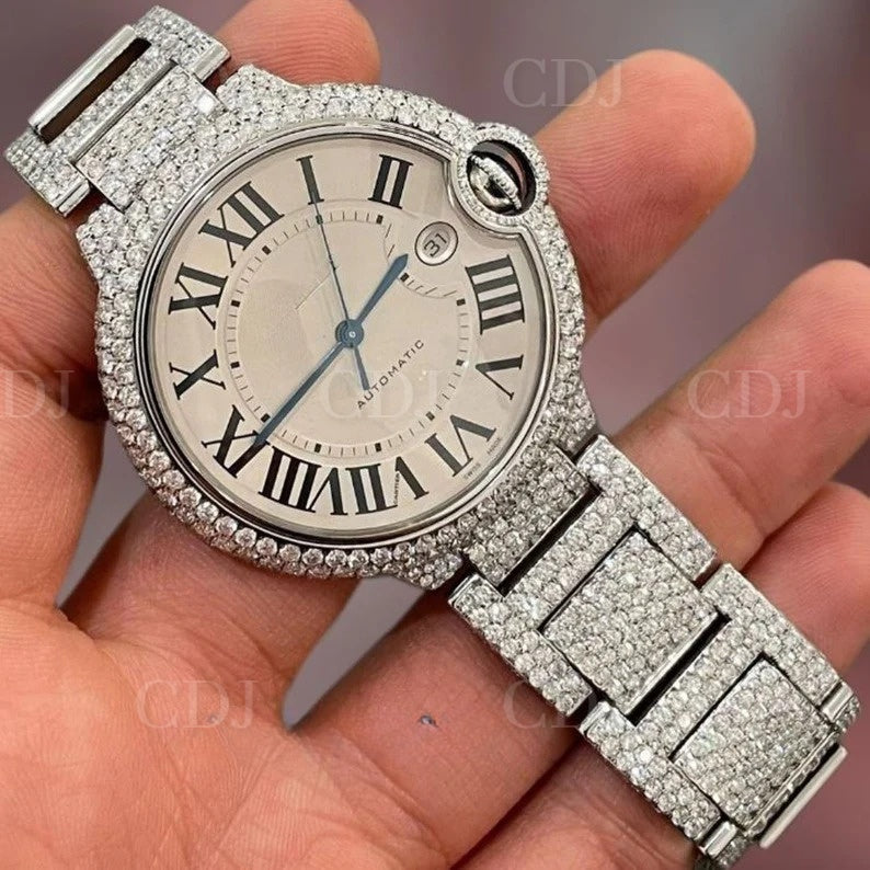 New Arrival Women Wrist Watch Luxury Hip Hop Iced Out Moissanite Watch Mechanical Movement Bleu Watches Manufacturer From India  customdiamjewel   