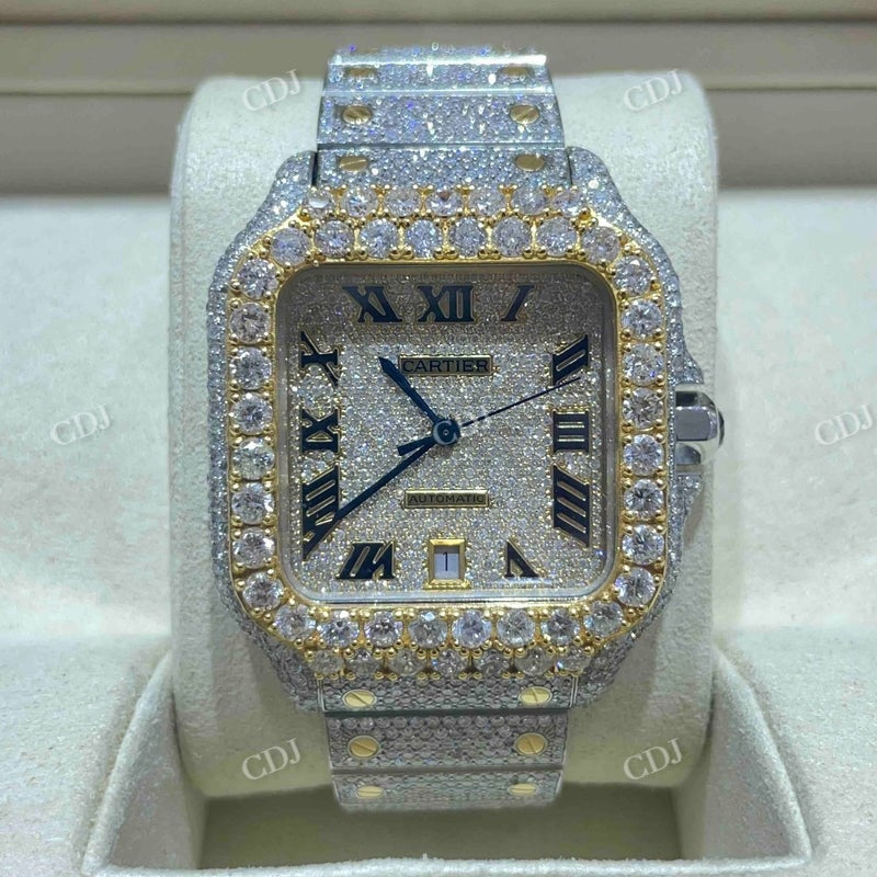 Moissanite Cartier Two Tone Iced Out Watch  customdiamjewel   