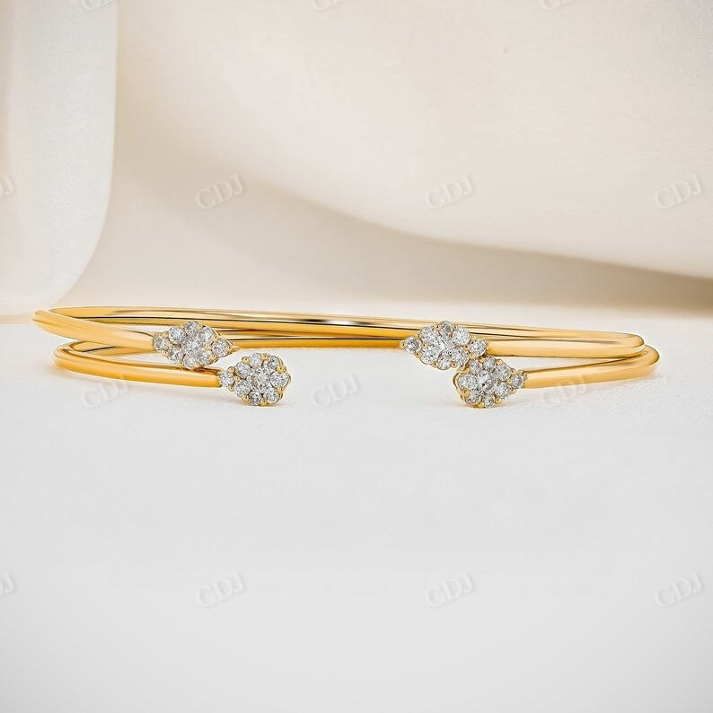 0.40CTW Natural Diamond Open Cuff Teardrop or Marquise Bangle Bracelet  customdiamjewel   