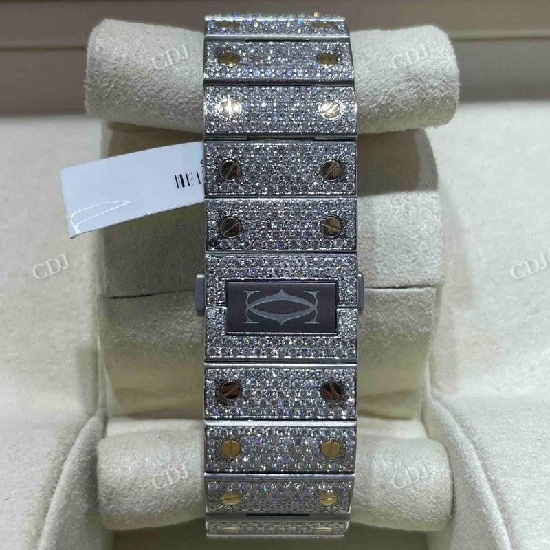 Moissanite Cartier Two Tone Iced Out Watch  customdiamjewel   