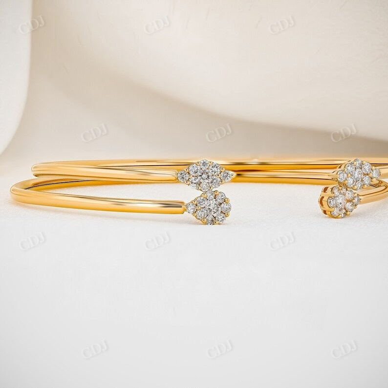 0.40CTW Natural Diamond Open Cuff Teardrop or Marquise Bangle Bracelet  customdiamjewel   