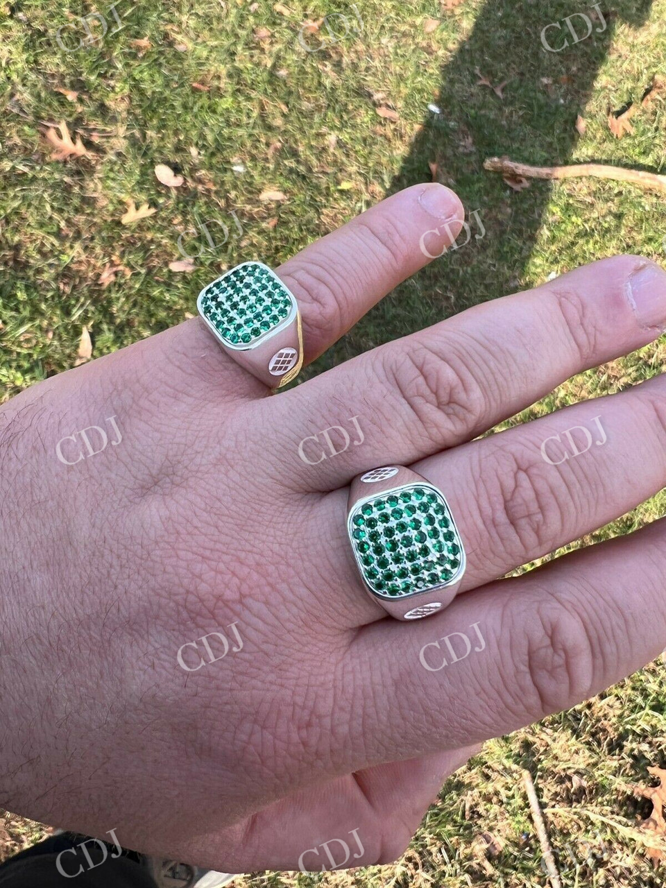 Green Emerald Stone Hip-Hip Ring  customdiamjewel   