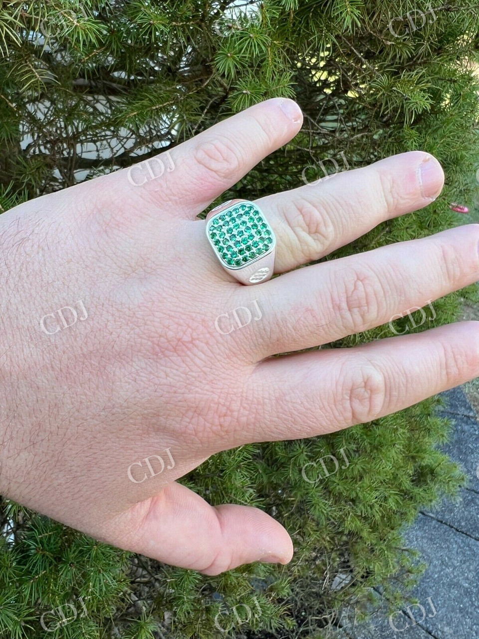 Green Emerald Stone Hip-Hip Ring  customdiamjewel   