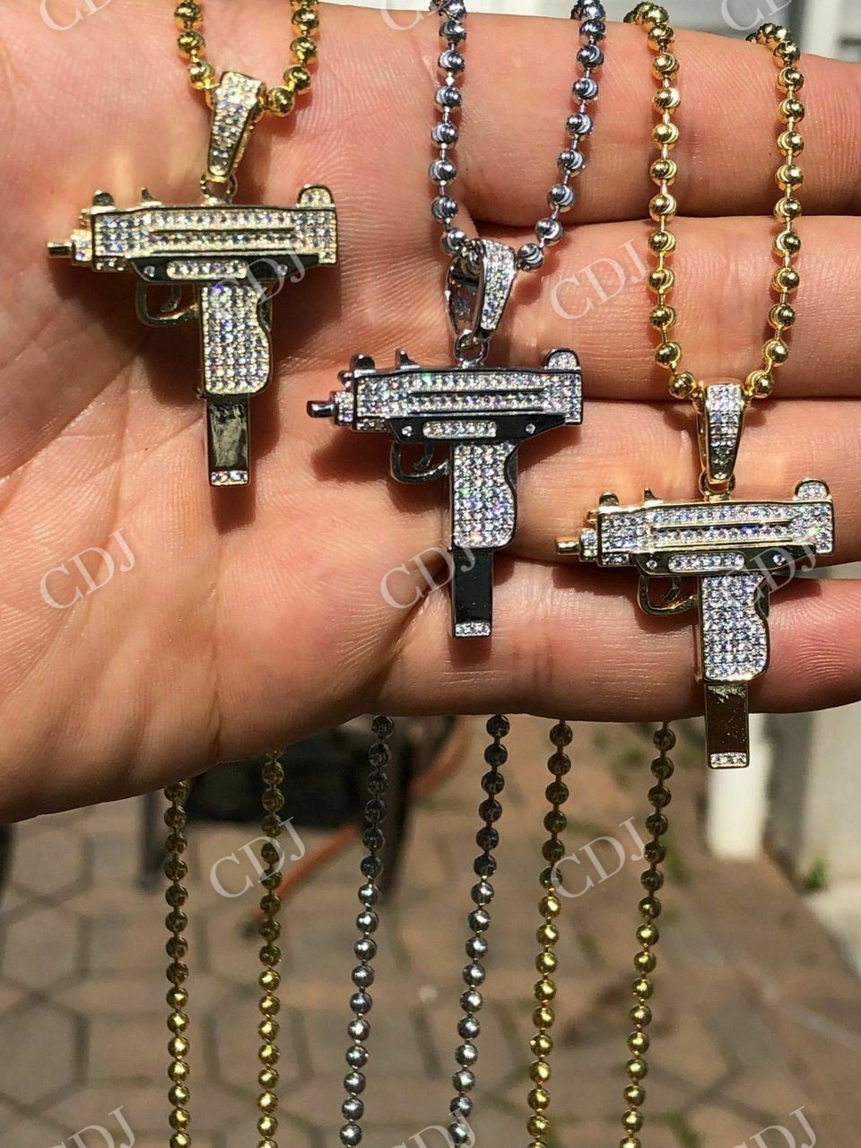 Uzi Gun Diamond Pendant  customdiamjewel   