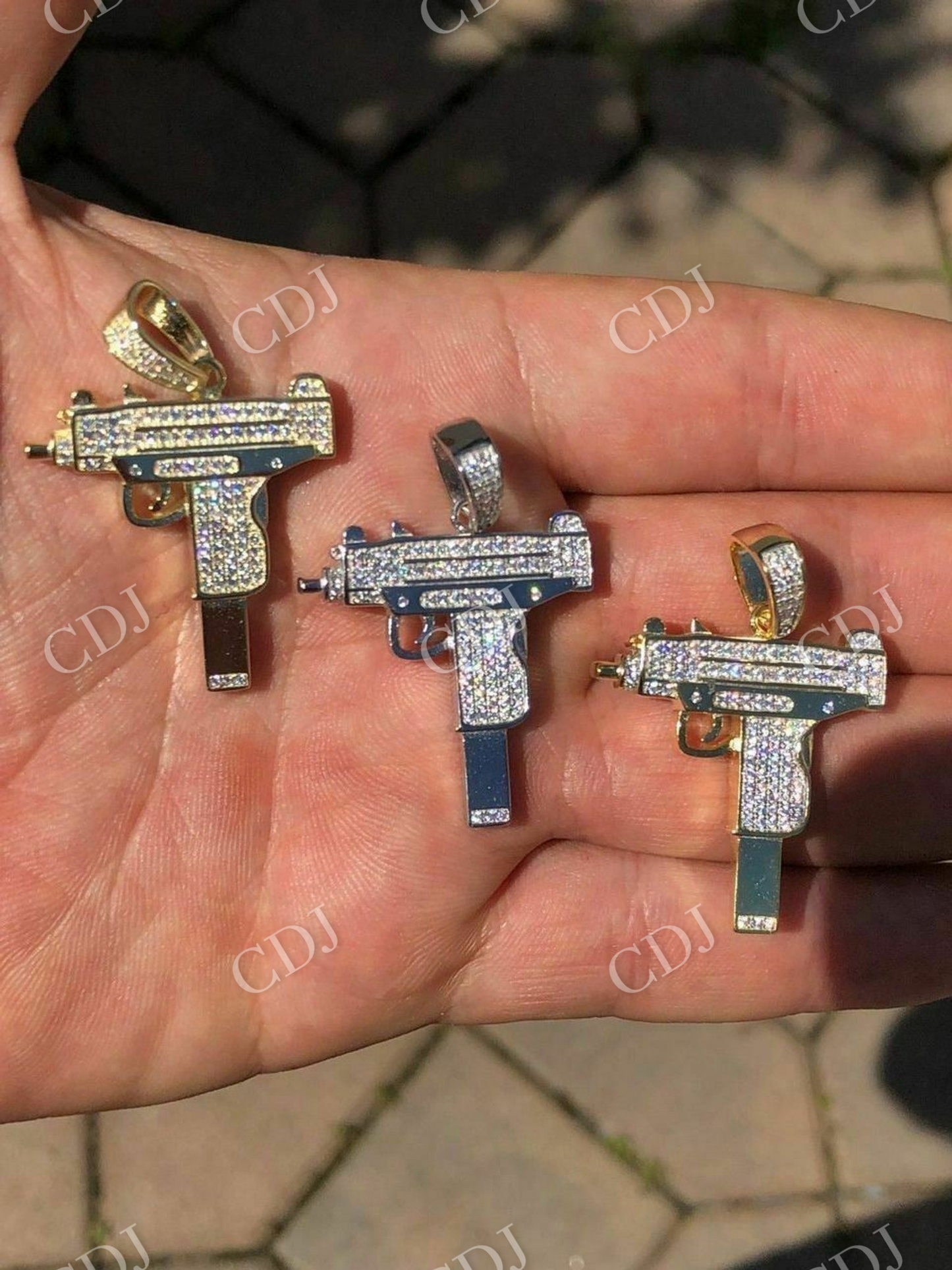 Uzi Gun Diamond Pendant  customdiamjewel   