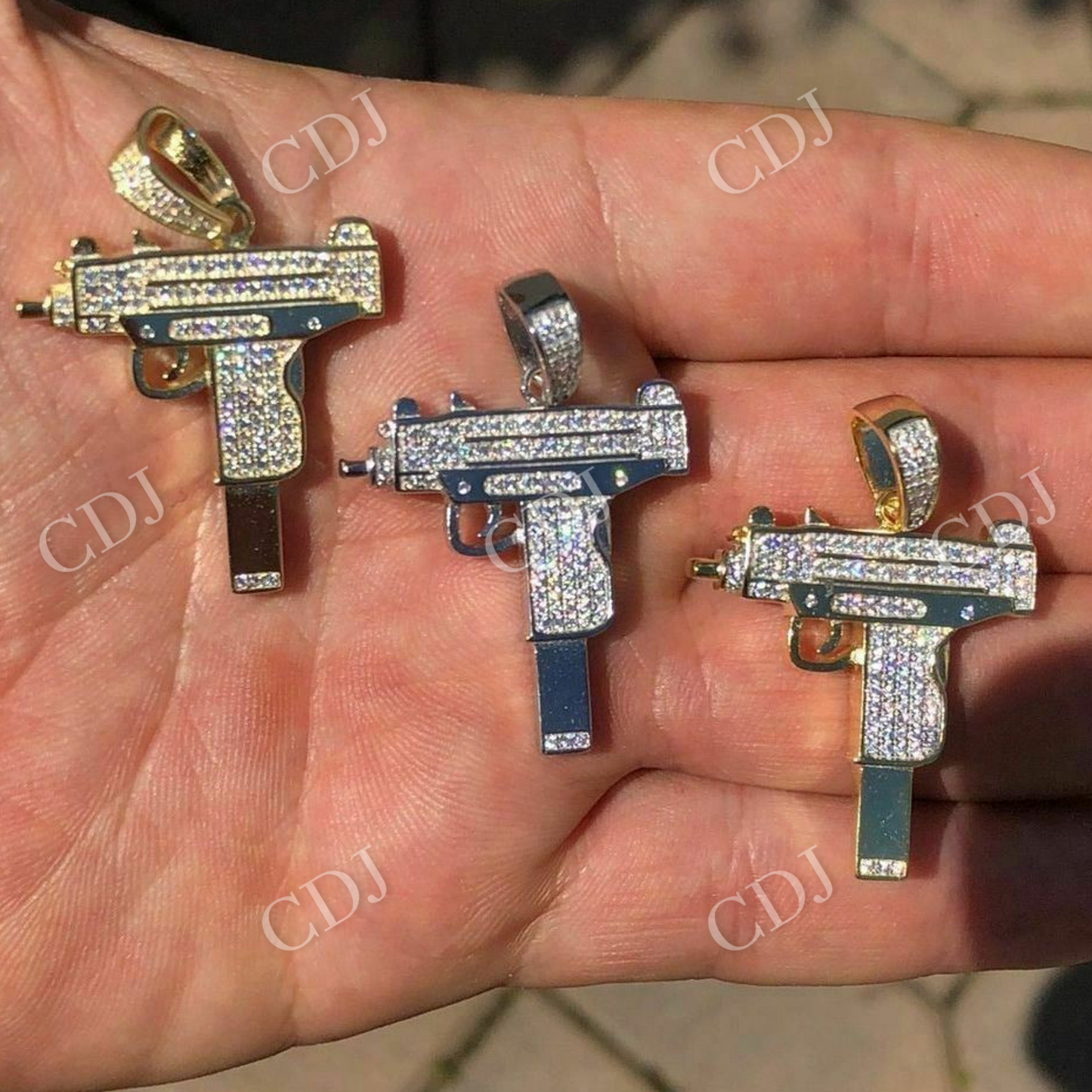 Uzi Gun Diamond Pendant  customdiamjewel   