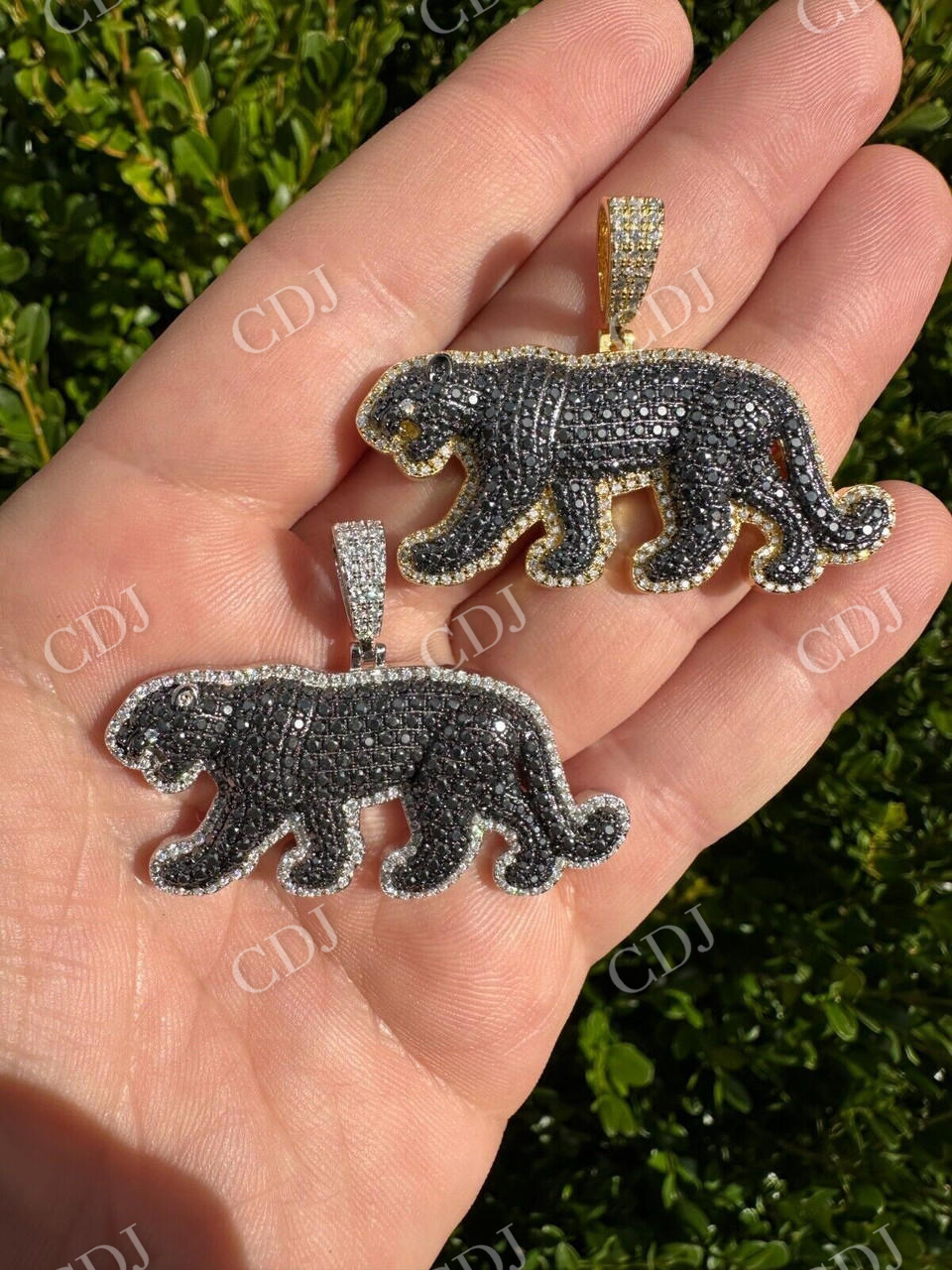 Black Moissanite Panther Jaguar Pendant Necklace  customdiamjewel   