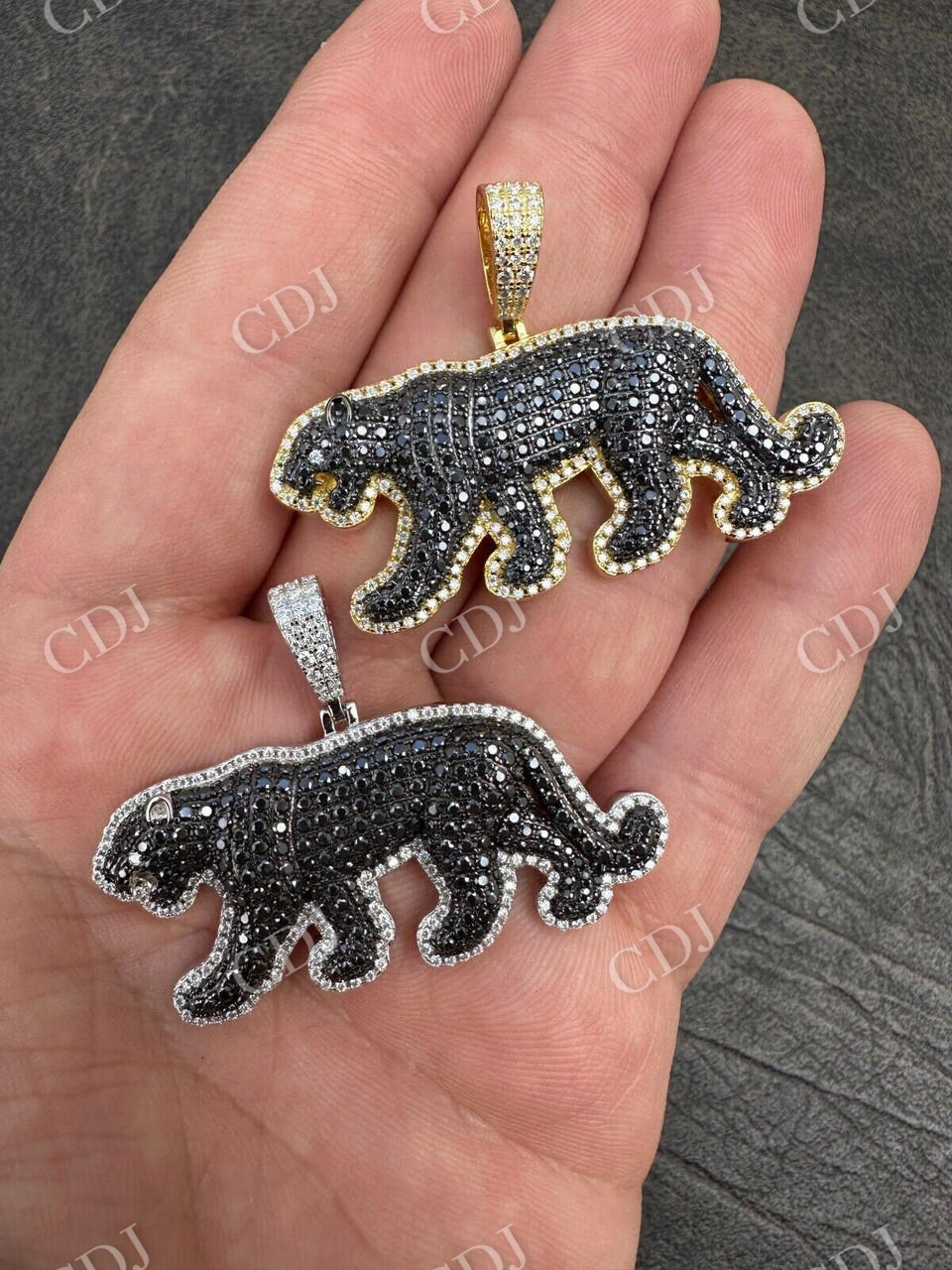 Black Moissanite Panther Jaguar Pendant Necklace  customdiamjewel   