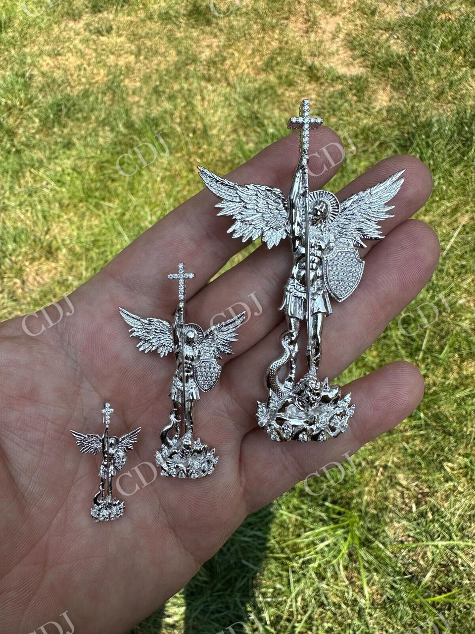 St Michael Slaying Dragon Archangel Pendant  customdiamjewel   
