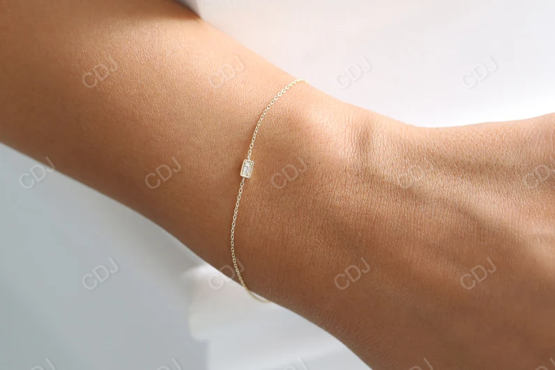 0.06CTW Moissanite Minimalist Baguette Cut Bracelet  customdiamjewel   