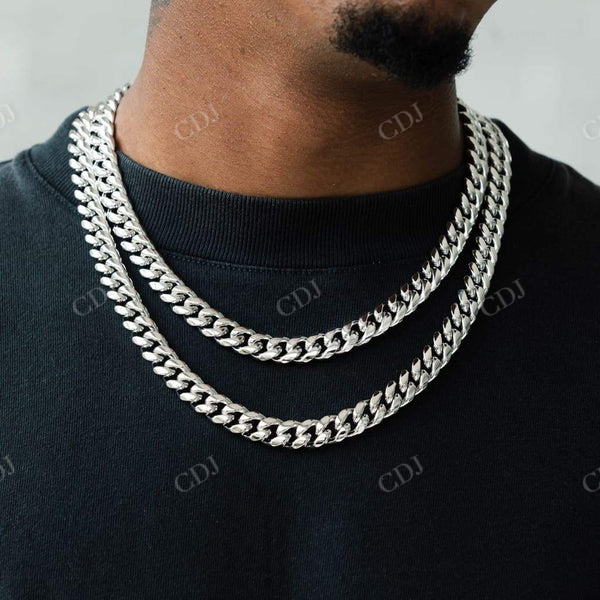 Silver plated Miami Cuban Chain Necklace  customdiamjewel   