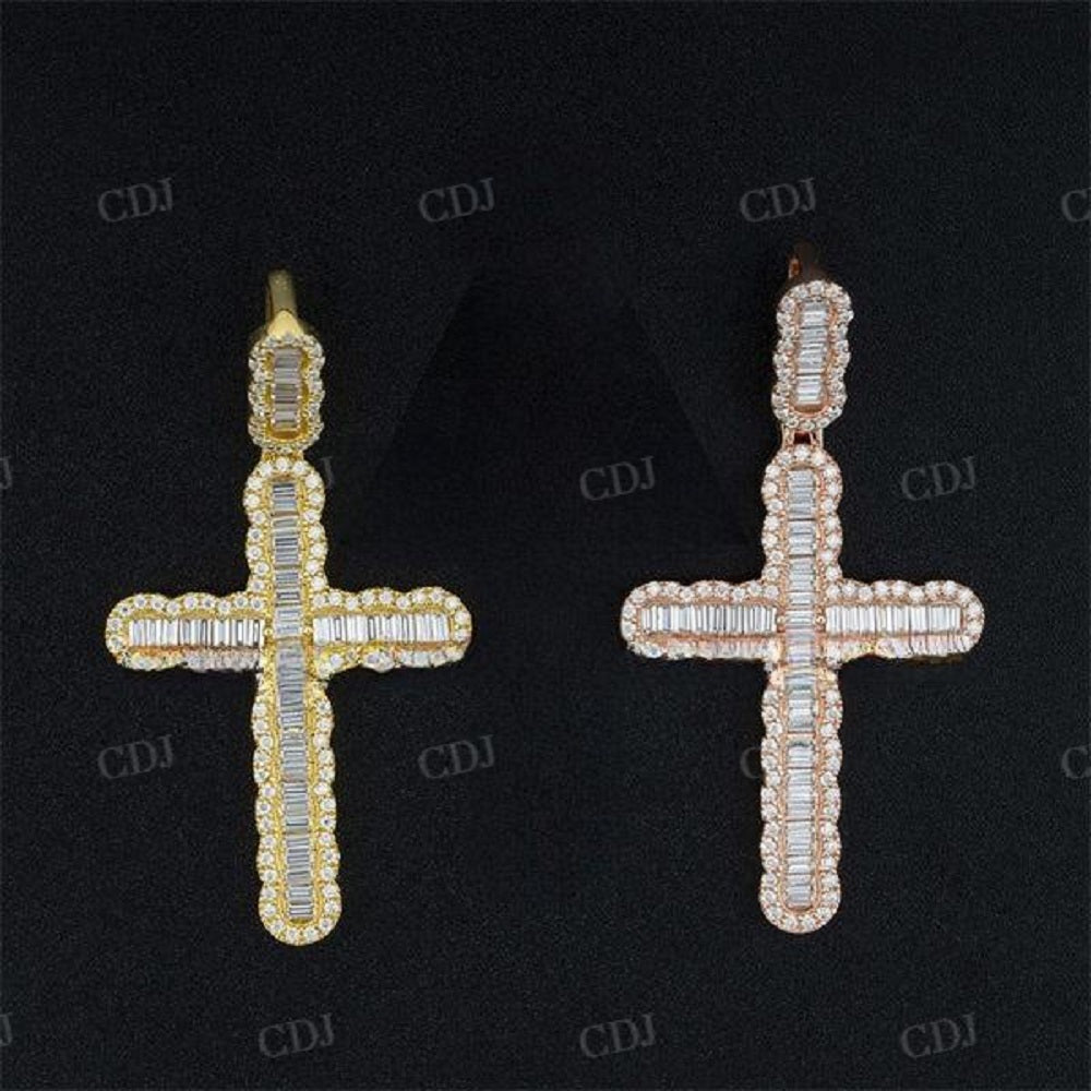 Iced Out Classic Design Baguette Diamond Cross Pendant  customdiamjewel   