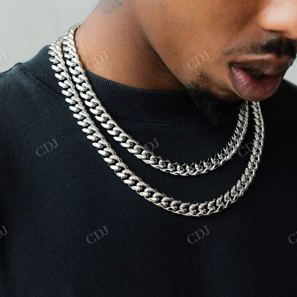 Silver plated Miami Cuban Chain Necklace  customdiamjewel   