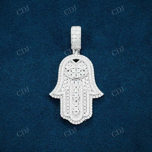 Round Cut Halo Set Hamsa Diamond Pendant  customdiamjewel   