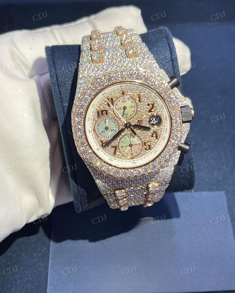 Hip Hop AP Luxury Two Tone Diamond Ice Out Watch  customdiamjewel   