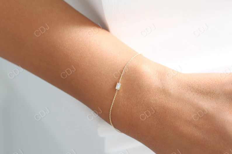 0.06CTW Moissanite Minimalist Baguette Cut Bracelet  customdiamjewel   