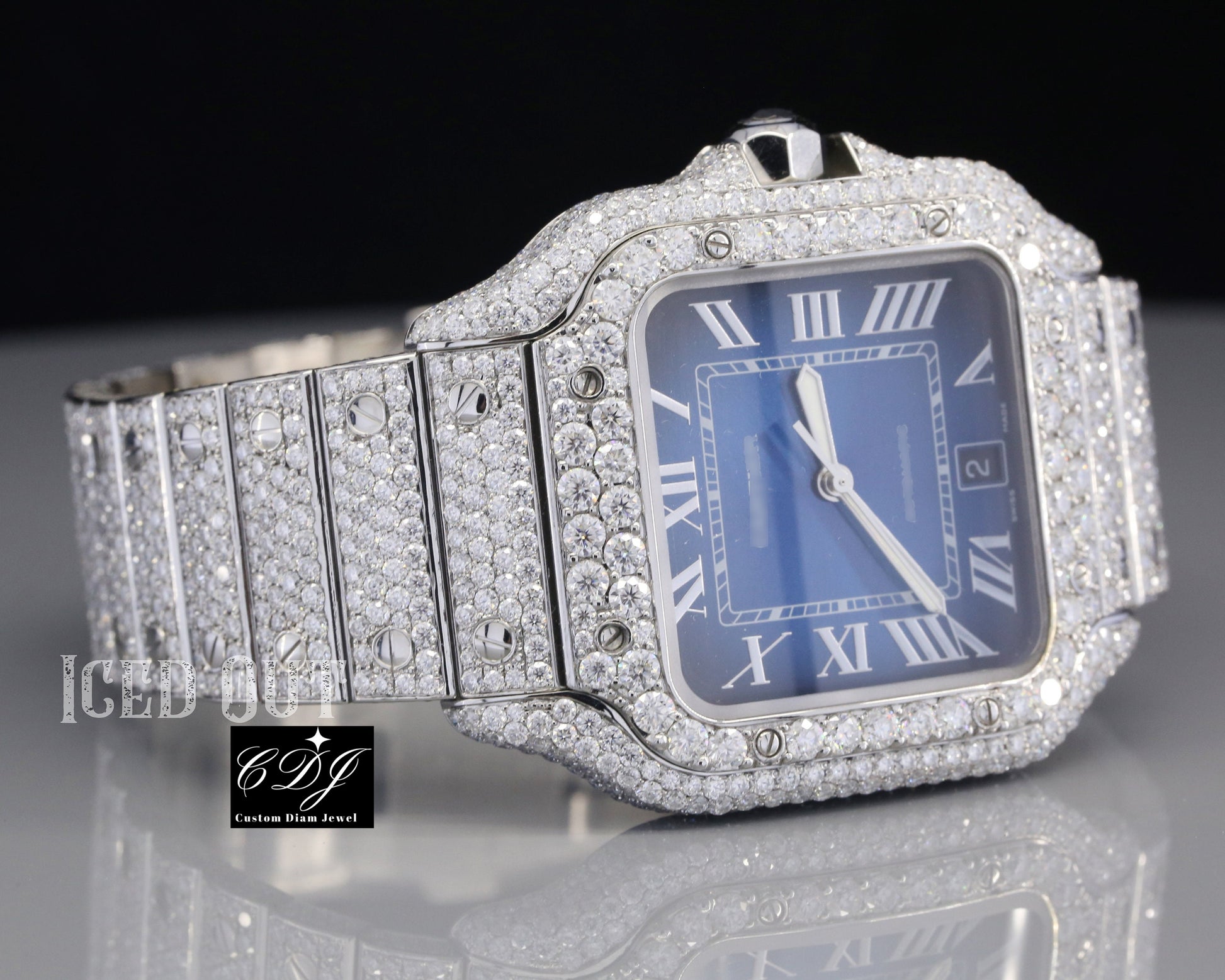 27 CTW (Approx.) Luxury Brand Ice Out Diamond Classic Square Watches For Male  customdiamjewel   