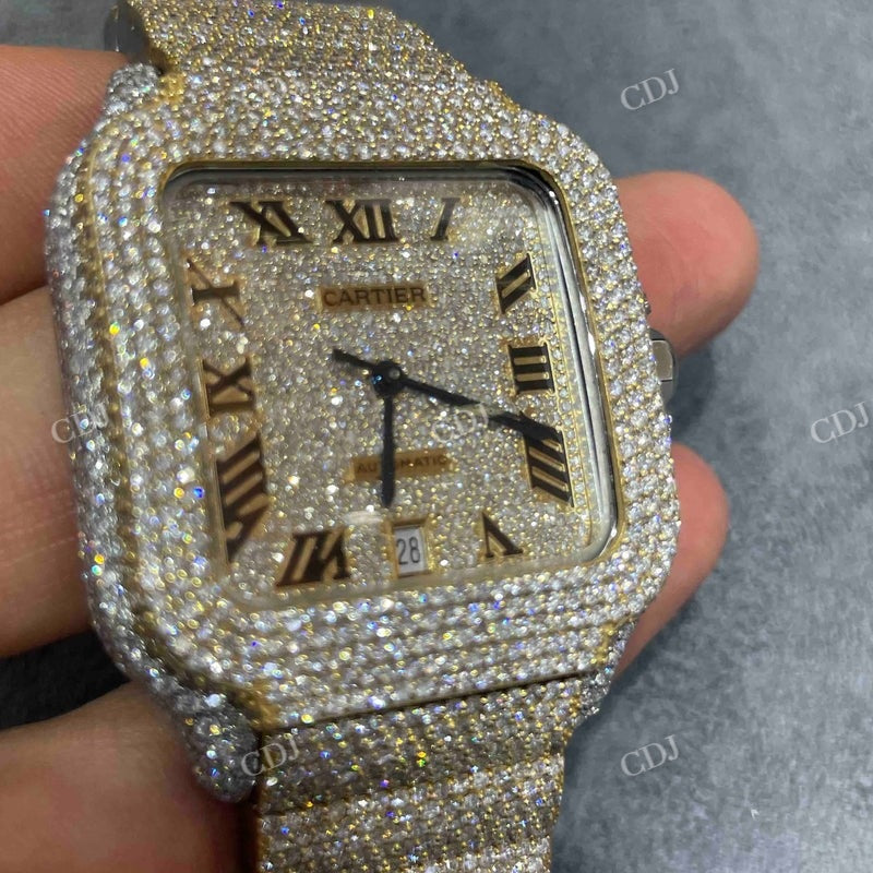 41mm Bust Down Cartier Santos Lab Grown Diamond Watch  customdiamjewel   