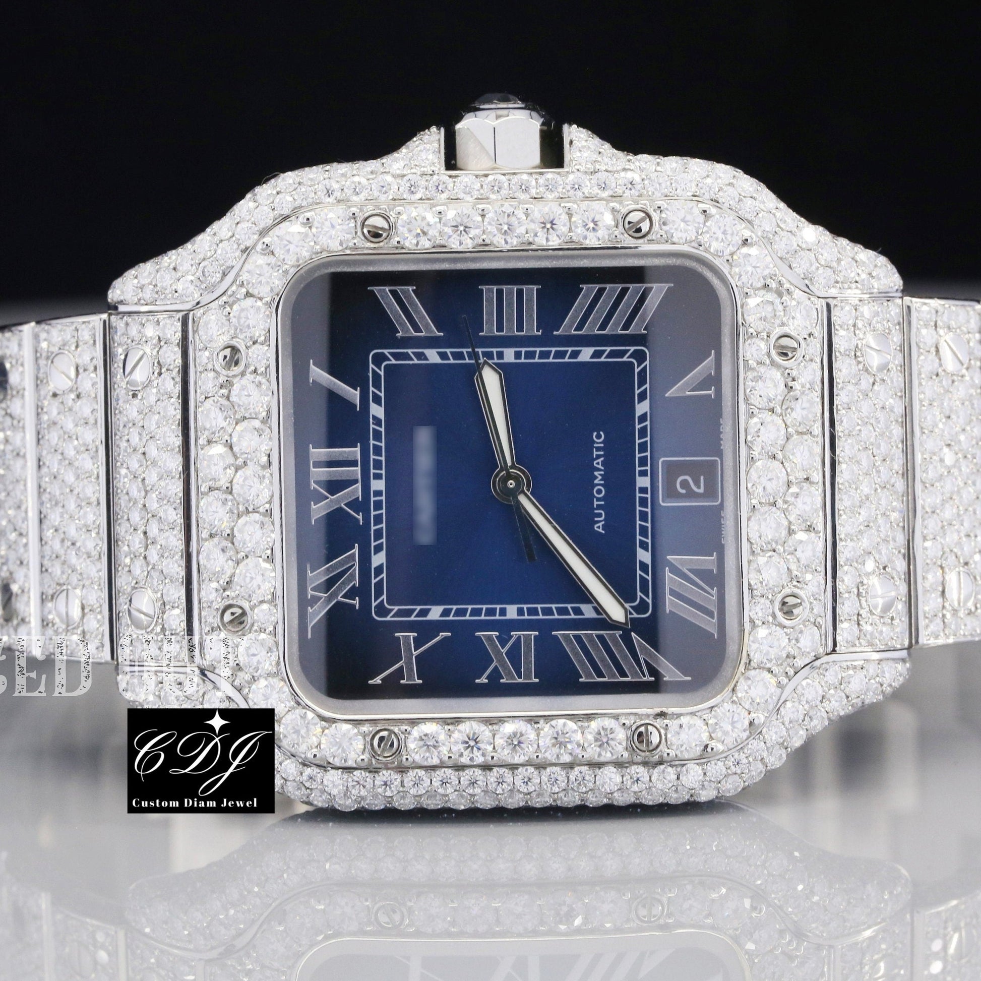 27 CTW (Approx.) Luxury Brand Ice Out Diamond Classic Square Watches For Male  customdiamjewel   