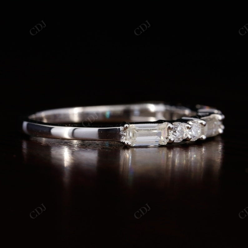 0.76CTW Round And Baguette Cut Lab Grown Diamond Half Eternity Wedding Band  customdiamjewel   