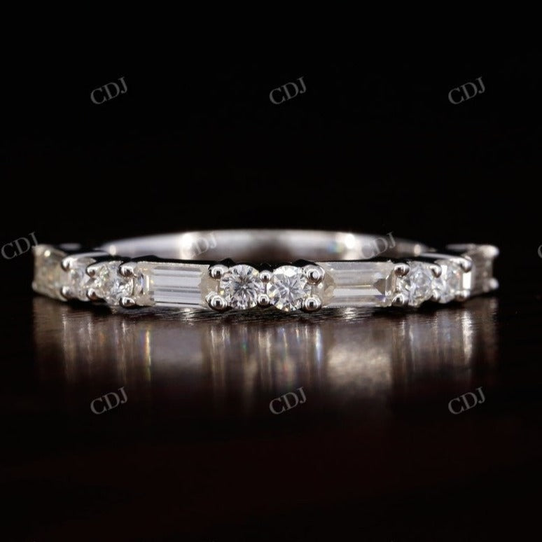 Round And Baguette Stone Diamond Band  customdiamjewel   