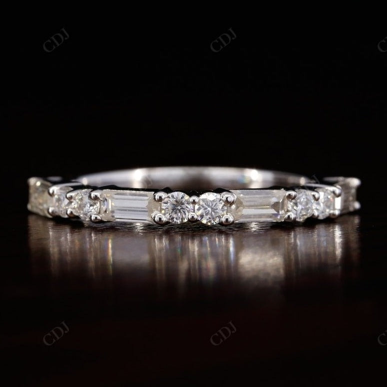 0.76CTW Round And Baguette Cut Lab Grown Diamond Half Eternity Wedding Band  customdiamjewel 10KT White Gold VVS-EF