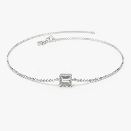 0.06CTW Moissanite Minimalist Baguette Cut Bracelet  customdiamjewel Sterling Silver White Gold VVS-EF