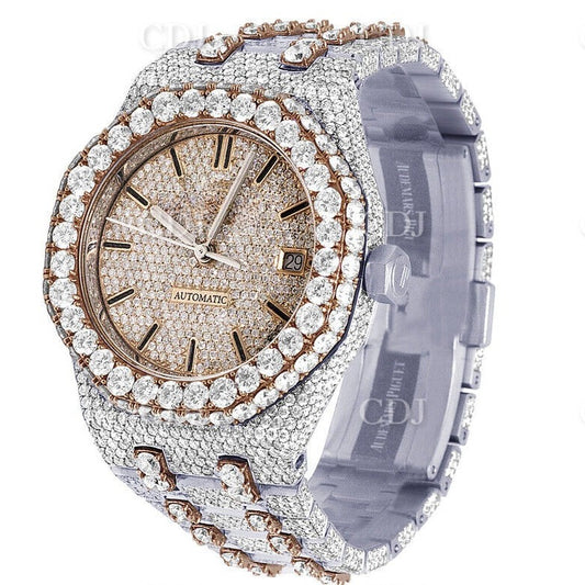 VVS Moissanite Diamond Watch For Men Iced Out Watch Hip Hop Watch For Rappers High Quality Manufacturing In India  customdiamjewel   