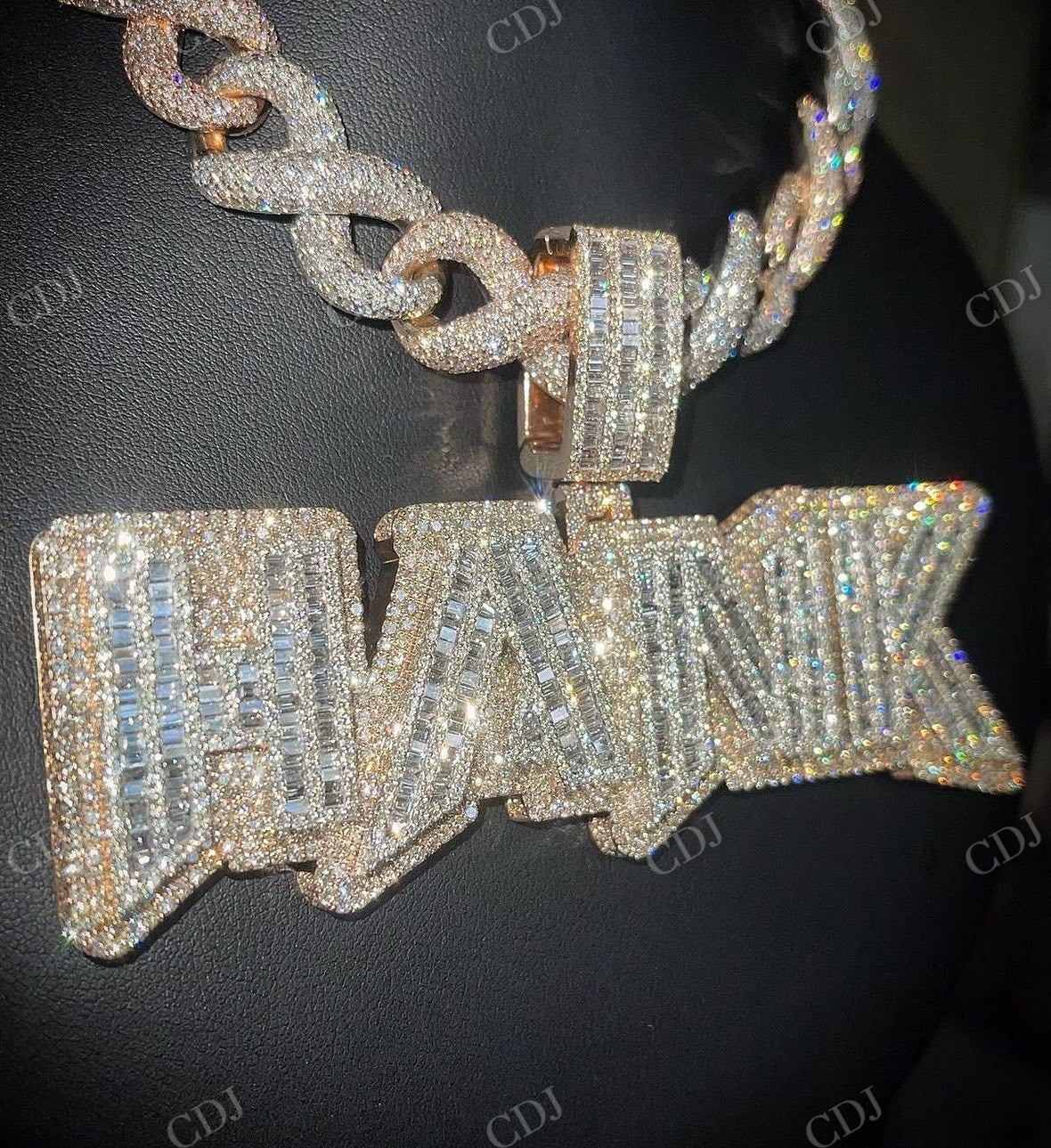 Customized Name Diamond Two Tone Hip Hop Pendant hip hop jewelry CustomDiamJewel   