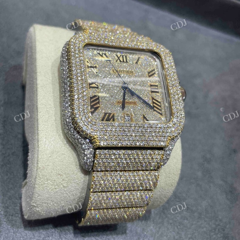 41mm Bust Down Cartier Santos Lab Grown Diamond Watch  customdiamjewel   