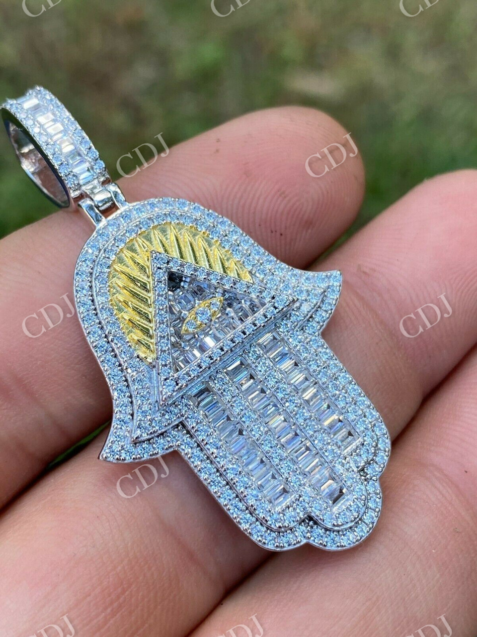 Hamsa Hand Masonic Pyramid Pendant  customdiamjewel   