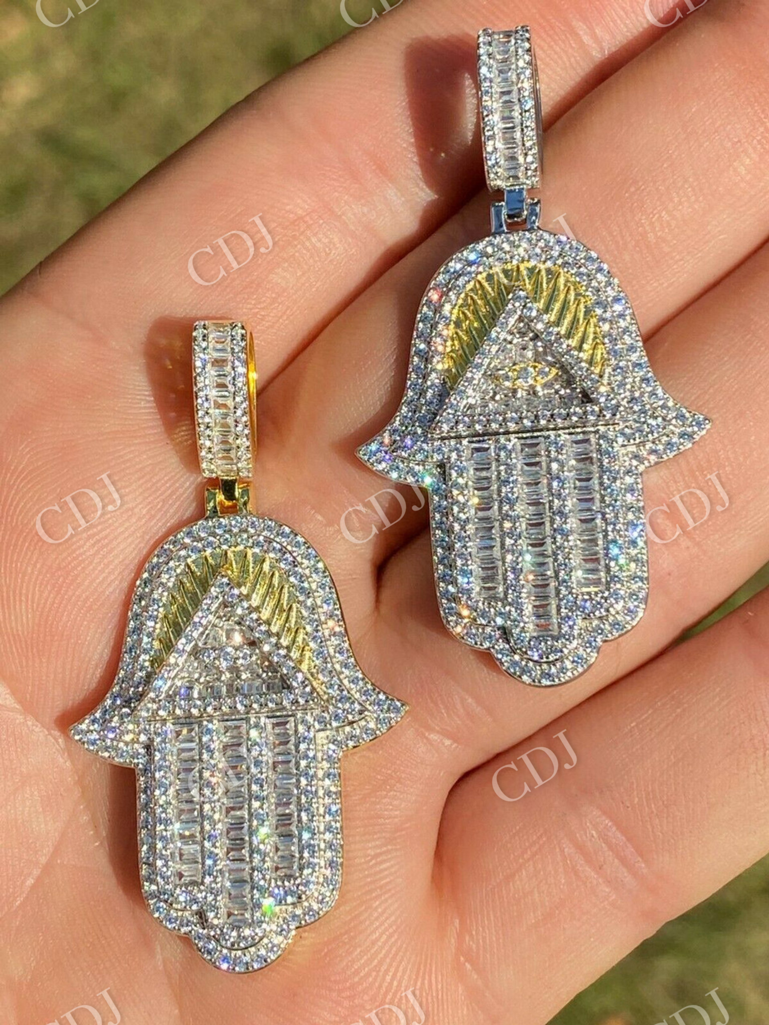 Hamsa Hand Masonic Pyramid Pendant  customdiamjewel   